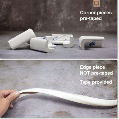 Roving Cove Slimfit Corner Edge Protector for Baby Proofing (Small 18ft Edge 8 Corners), Furniture Safety Bumper Guard, Soft NBR Rubber Foam, 3M Adhesive, Oyster White (Off White)