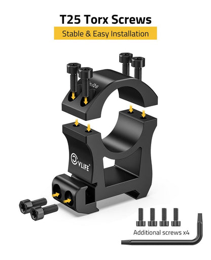 CVLIFE 1 inch Scope Rings Extra High Profile Precision Mount - Compatible with Picatinny Rails - 20mm See Through Rifle Scope Mount - 2 Pieces