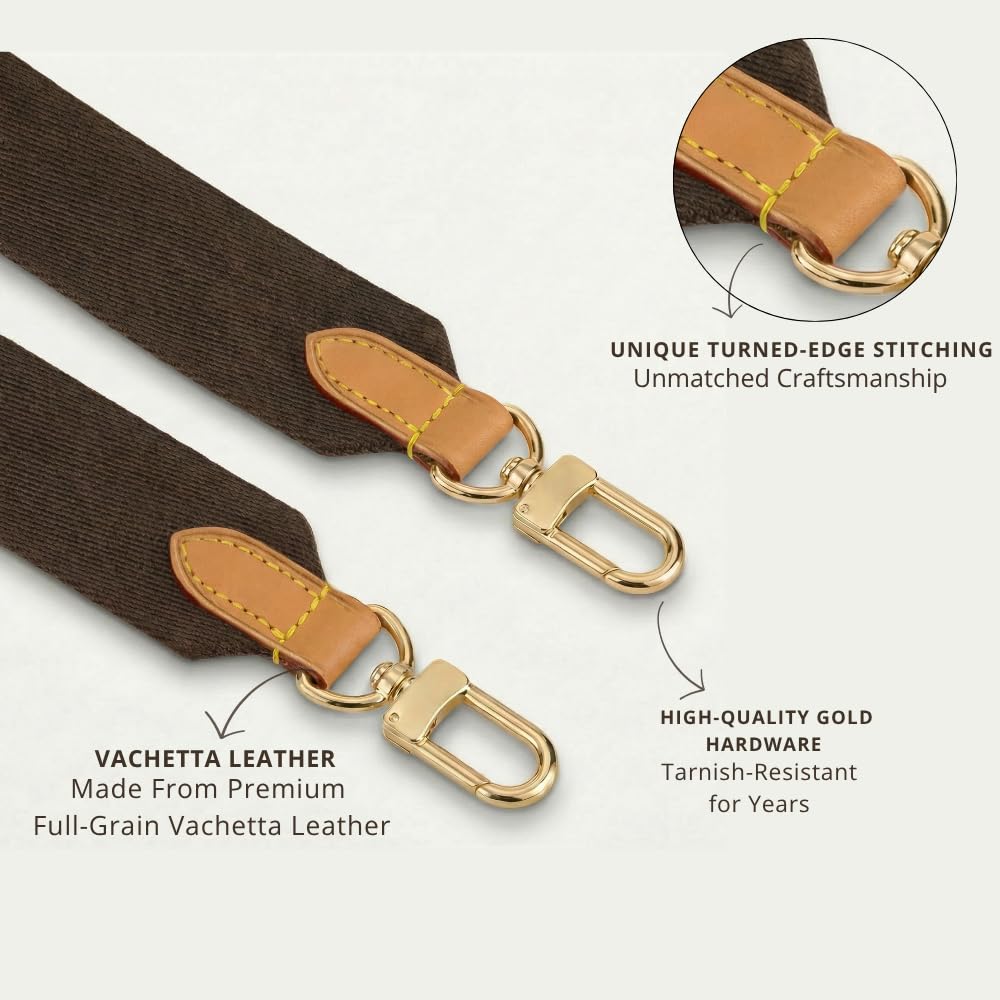 LAVIEV Wide Purse Strap Crossbody Replacement Strap for Handbags Adjustable Black and Brown Leather Purse Strap (Brown-Honey Leather)