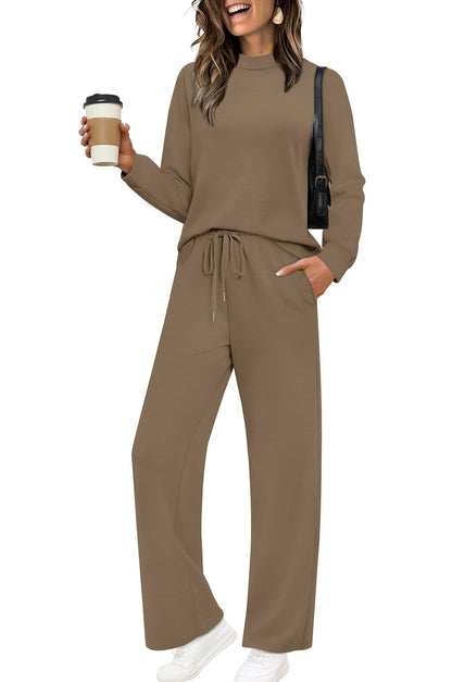 Sampeel Two Piece Sets for Women Mock Neck Matching Sets Loungewear Fall Clothes Travel Outfits Fashion 2025 XS-2XL