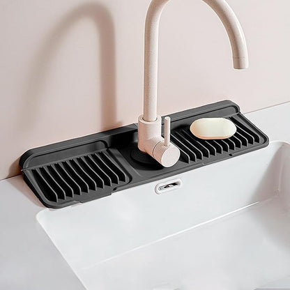 Longer Silicone Faucet Mat for Kitchen Sink – Button Style Faucet Drip Catcher