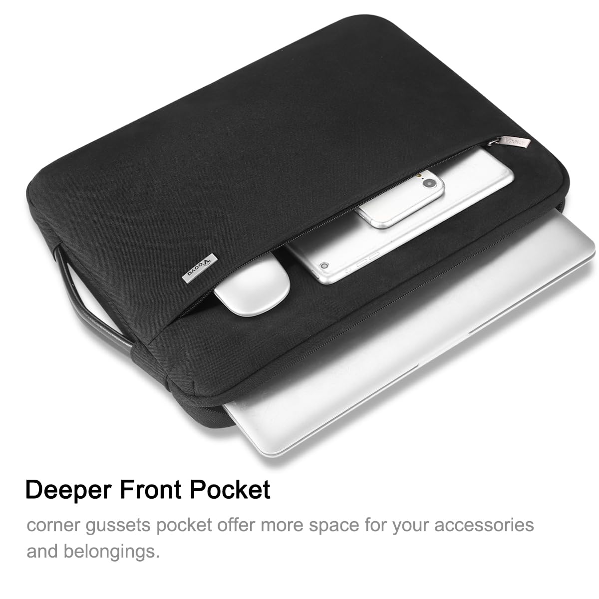 Voova Laptop Sleeve Case 13 13.6 Inch with Handle, 360°Protective Waterproof Slim Computer Bag Cover Compatible with MacBook Air 13 M1/M2/M3/M4 2020-2024, MacBook Pro 13, IPad Air/Pro 13, Black