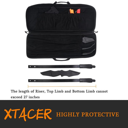XTACER Tactical Bow Case MOLLE Recurve Takedown Bow Case Fully Padded Case (Black)