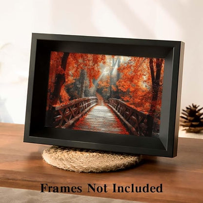 Yesad Autumn Bridge Canvas Wall Art, Fall Wall Art Room Décor Natural Posters Autumn Pictures Prints Wall Décor for Living Room Bedroom (Unframed,36”x24”,Bridge)