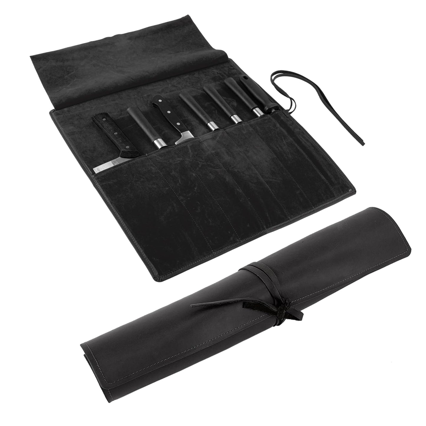 Genuine Leather Knife Roll, Knife Bags for Chefs Professional, Small Chef'S Knife Case Holder, Knives Holders Protectors with 7 Slots