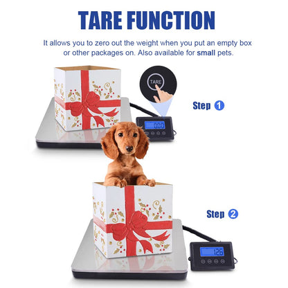 Fuzion Shipping Scale 360lb x 0.1lb, Stainless Steel Postal Scale with Timer/Hold/Tare, Digital Shipping Scale for Packages/Luggage, Battery & AC/DC Adapter
