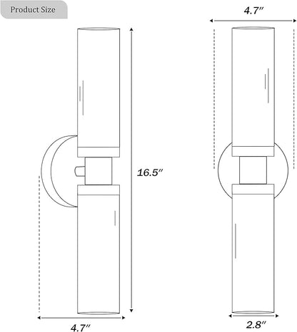 Wall Sconces Set of Two, ETL Certified, Black Gold Bathroom Wall Sconces with Clear Glass Modern Hardwired Wall Light fixtures for Bathroom Mirror Living Room Entryway Hallway(Bulbs Not Include)