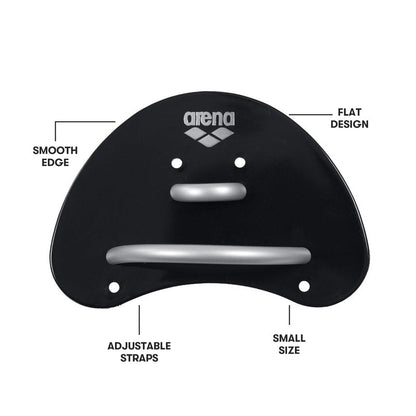 Arena Unisex Adult Elite Finger Swimming Paddle for Men and Women Pool Exercise Equipment for Swimming and Technique Training, Black/Silver, Small