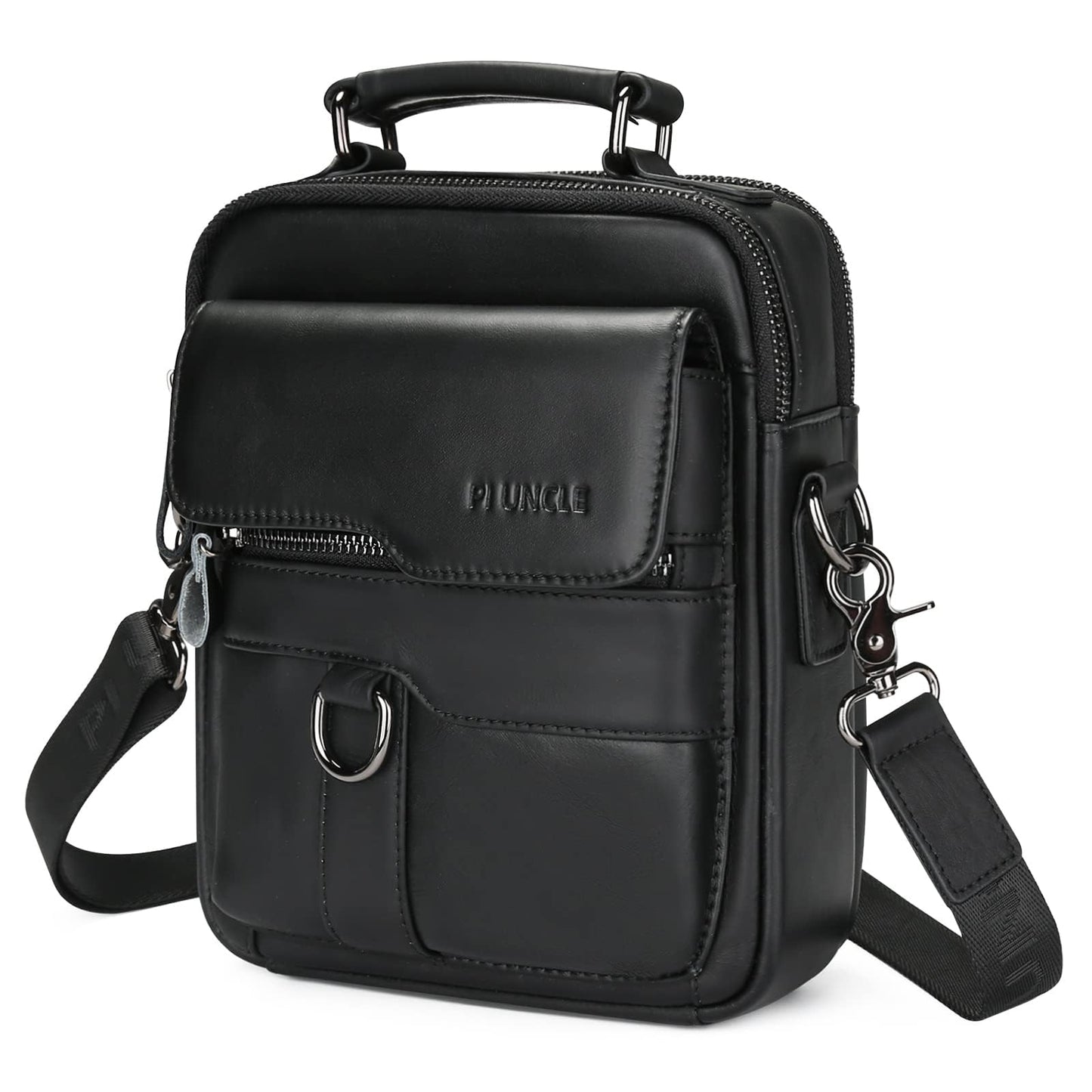 BAIGIO Men's Leather Shoulder Bag - Messenger Briefcase Crossbody Satchel Handbag for Men - Black