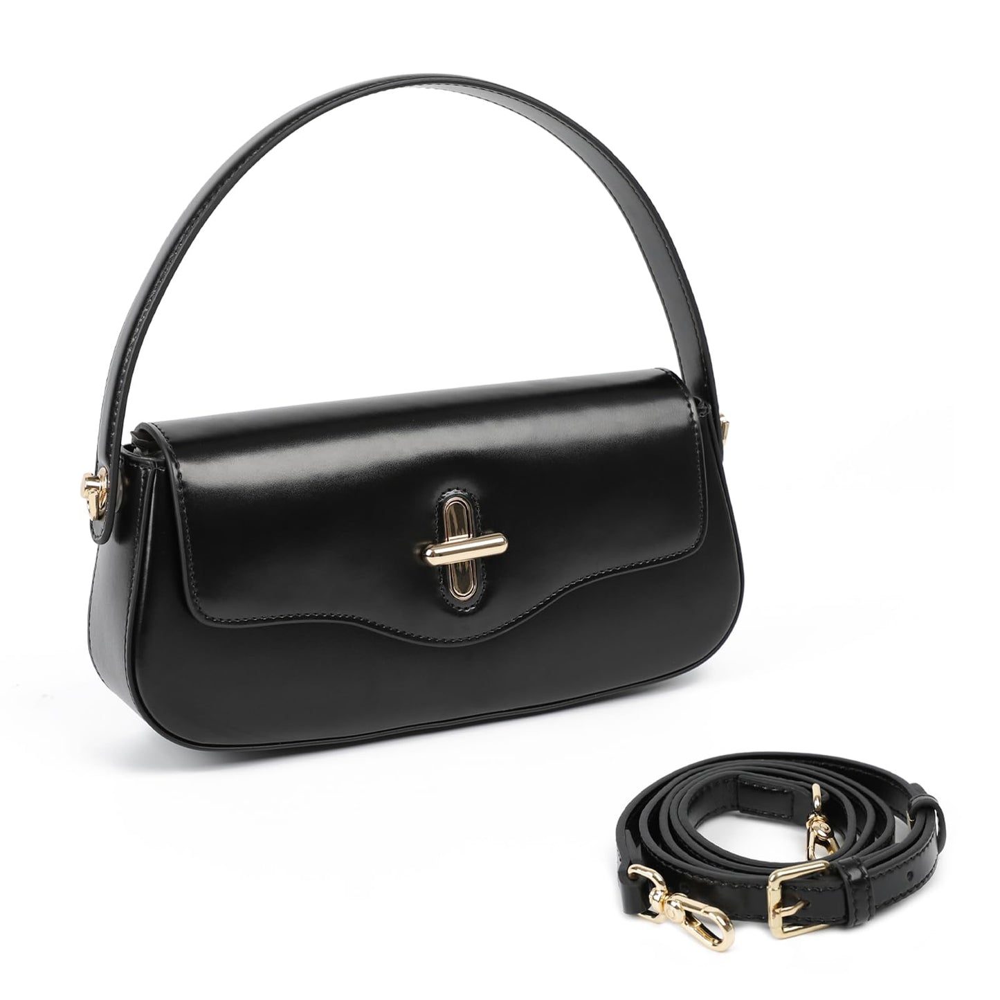 MoreFarther Leather Crossbody Bags for Women (Black)