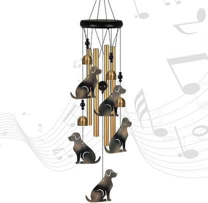 Bronze Dogs Wind Chimes Decor, Portable Mobile Wind Catcher, Sympathy Wind Bells, Memorial Gifts for Mom, Housewarming, Blessing Windchime(Outside/Indoor/Home/Room/Porch/Tree/Yard/Garden Decorate)