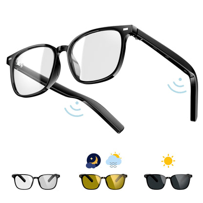 Blackview Smart Glasses, 5.3 Bluetooth Sunglasses with Open Ear Speaker, Voice Assistant Compatible, Blue Light Blocking Lens