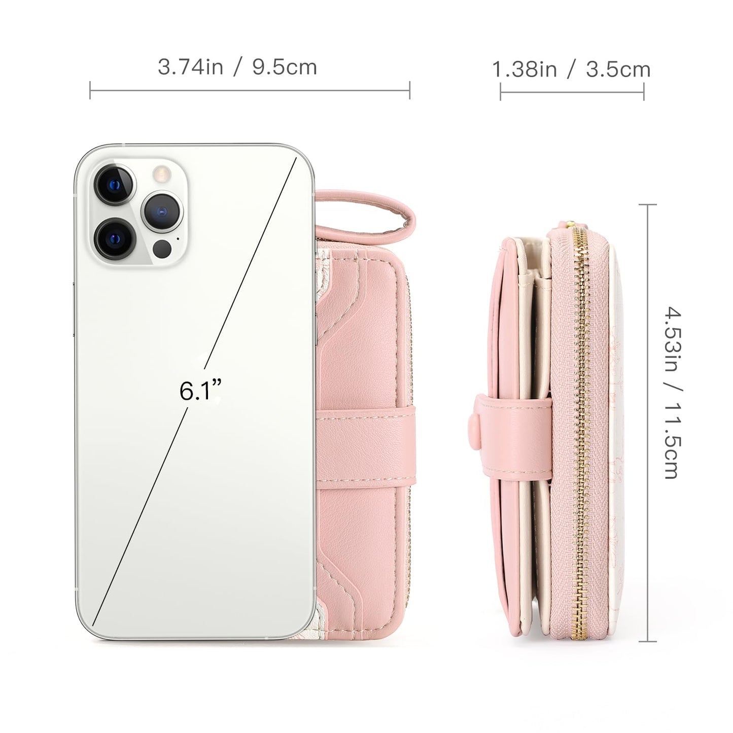 GAEKEAO Womens Wallet Slim Thin RFID Blocking Floral Leather Card Holder Bifold Long Ladies Wallet with Zipper Pocket