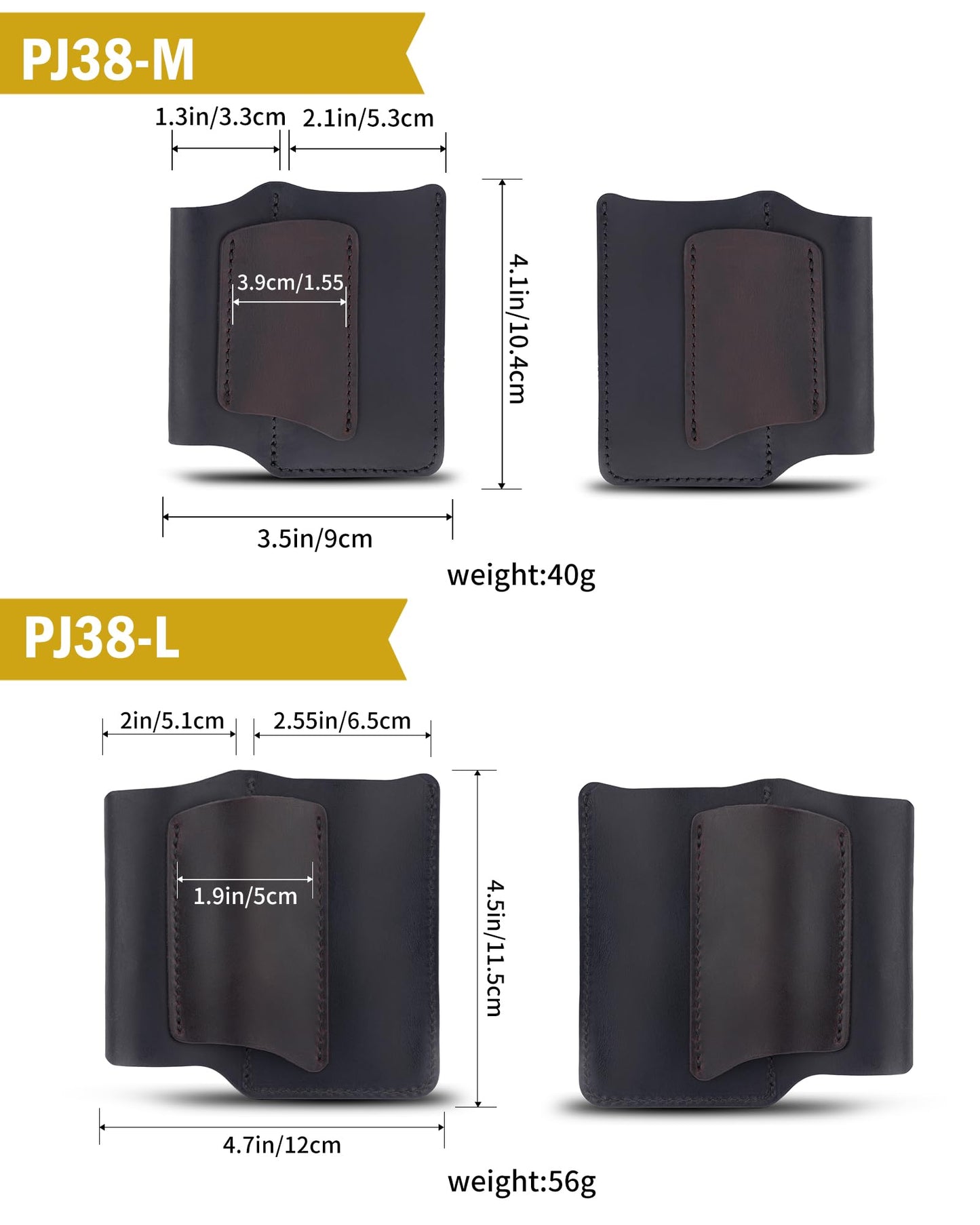 VIPERAED PJ38 Leather Multitool Sheath for Men, 4-in-1 Utility Leather Holster, EDC Pocket Organizer for Pocket Knife Multitool Flashlight and Pen