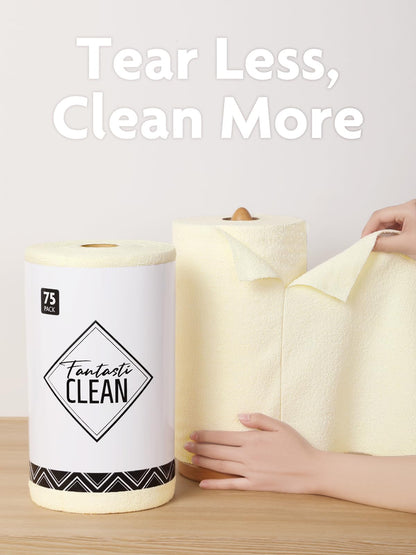 Fantasticlean Microfiber Cleaning Cloth Roll -150 Pack, Tear Away Microfiber Towels, 12" x 12", Reusable, Washable, Ultra Absorbent Dishcloth for Home Supplies, Car, Pet, Kitchen (2 Rolls of Grey)