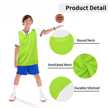 Mofech Mesh Scrimmage Pinnies 12 PCS Team Practice Pennies Youth Adult Training Sports Jerseys For Soccer Basketball Football Green