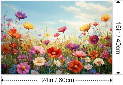 Yesad Colorful Wildflower Canvas Wall Art, Flowers Pictures Prints Printing Botanical Wall Art Floral Artwork Watercolor Flower Wall Décor for Living Room Bedroom Farmhouse (Unframed,24”x16”, Flower)
