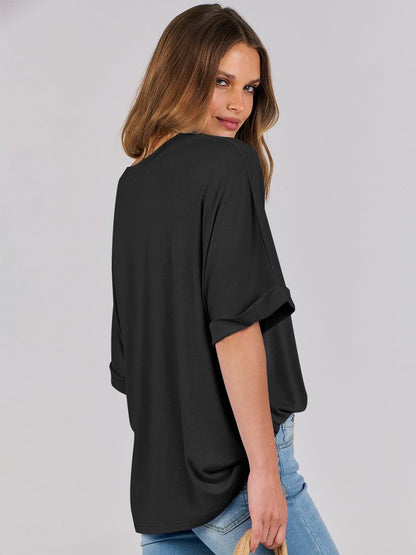 ANRABESS Womens Tops Oversized T Shirts Short Sleeve Crewneck Summer Casual Loose Basic Tee Shirt 2026 Trendy Fashion Clothes Black X-Large
