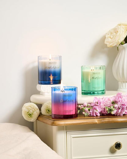 M&SENSE Summer Water Lily Scented Candle, 10.6oz Natural Soy Wax Non Toxic 60-Hour Burn Time Cotton Wick Aromatherapy Candle for Women, Housewarming & Luxury Gifts
