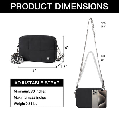 Telena Crossbody Bags for Women Cross Body Purse with Guitar Strap Lightweight Puffer Shoulder Bag for Travel