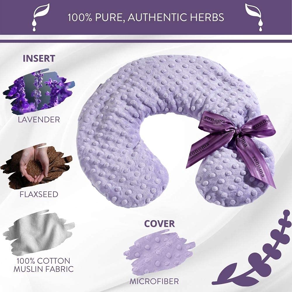 Sonoma Lavender Luxury Eucalyptus/Lavender Heatable/Chillable Neck Pillow, Microwaveable for Neck and Shoulders with Removable Washable Covers, Great for Relaxation and Pain Relief (Green Dot)