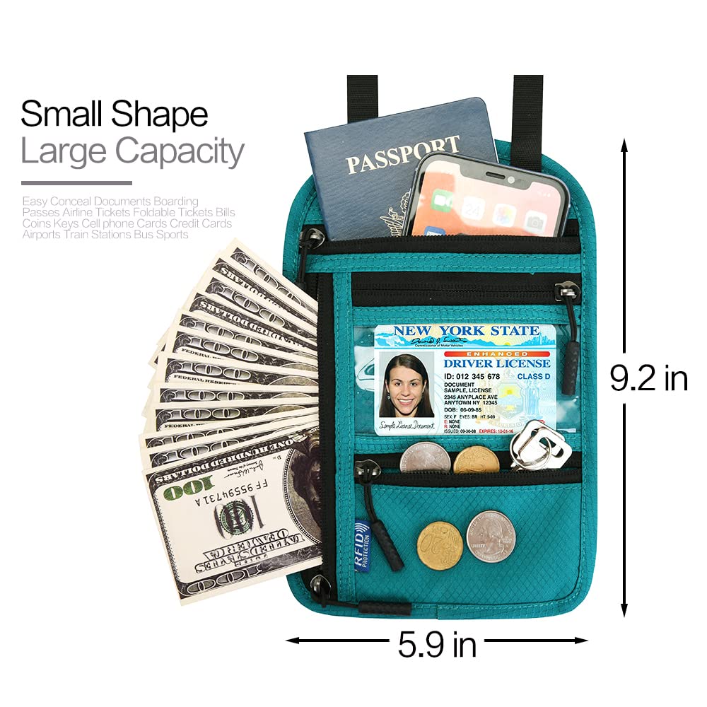 Neck Wallet Lightweight RFID Blocking Waterproof Travel Pouch Passport Wallets for Women and Men