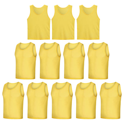 LTHYTY 12 Pack Scrimmage Vest/Team Training Jerseys/Sports Pinnies/Practice Jerseys/Soccer Bibs with Carry Bag (as1, Alpha, l, Regular, Regular, Yellow)