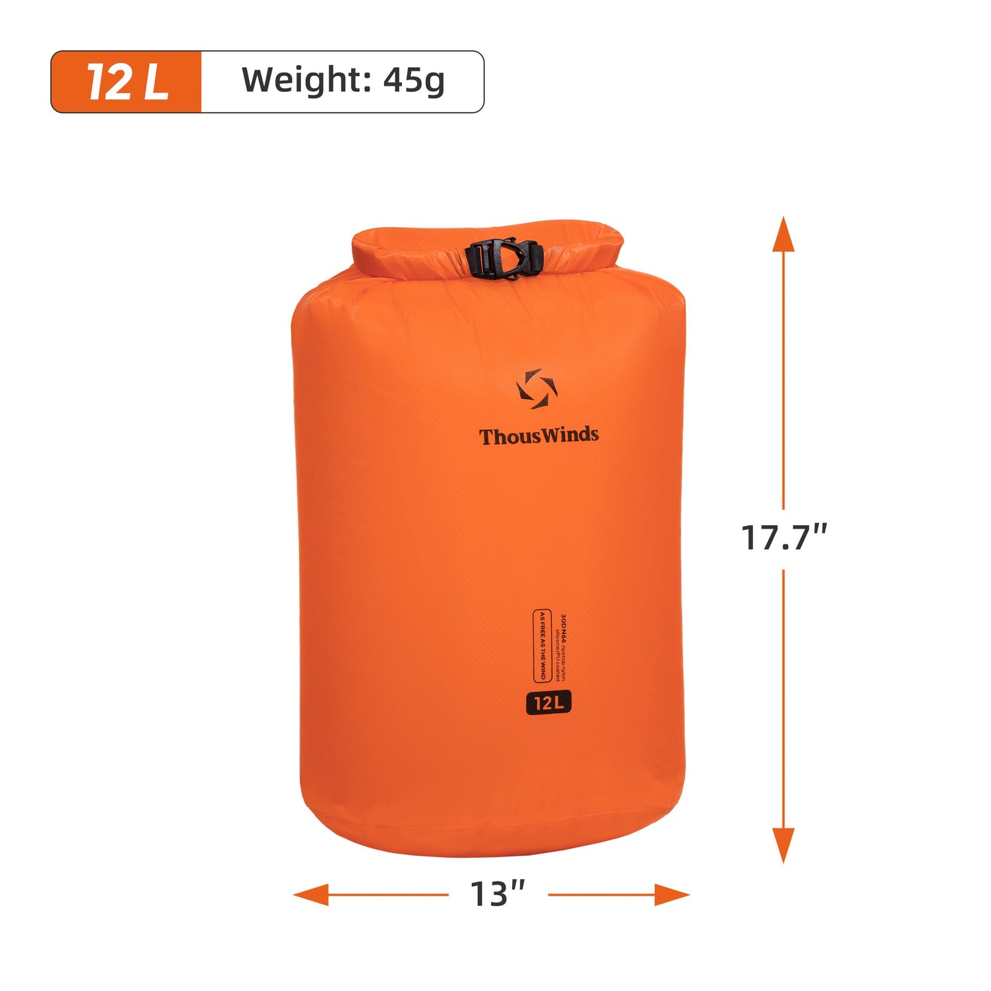 Thous Winds 12L Ultralight Dry Bag, Compact Roll Top Waterproof Pouch for Hiking, Swimming, and Kayaking