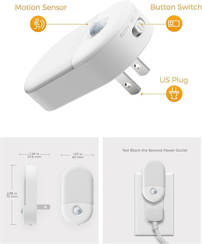 Amber Night Light, 2 Pack, LOHAS Amber Night Lights Plug into Wall Motion Sensor, 0.6W 2000K, LED Night Light, 30/60LM Adjustable Brightness, Automatic Low Blue Night Light for Kids, Bathroom, Hallway