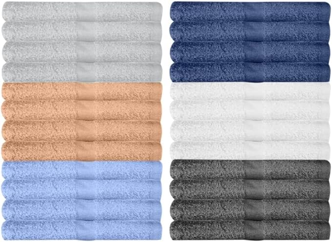 24 Pack Wash Cloths | Multicolour 100% Cotton Extra Absorbent Face Towels | Soft