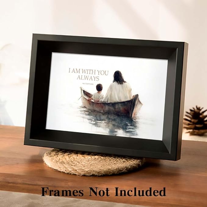 Yesad Jesus Wall Art Décor, Christian Wall Art, Jesus and Boy Canvas Wall Art Pictures Inspirational Wall Décor Motivational Poster Home Décor for Living Room Farmhouse (Unframed,12”x8”, Bible)