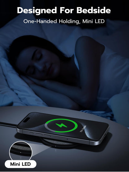 NewQ Wireless Charger, 15W Max Wireless Charging Pad for iPhone 15 14 13 12 11 X 8 Mini/SE/Pro/Max/Plus, Samsung Galaxy S23/S22/S21/S20/S10/S9/S8/S7/Note20/10/9/8, Air Pods/Pro/Galaxy Buds/+, 1 Pack