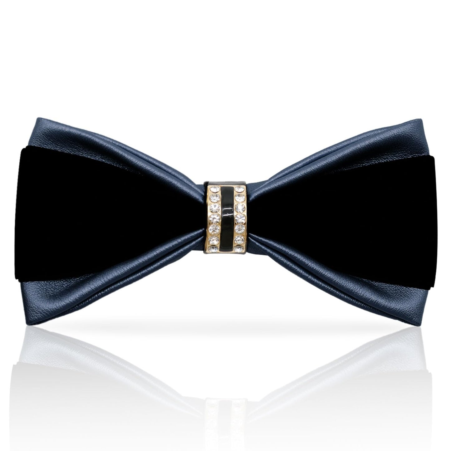 LHXzizizi Sequin Velvet Bow Tie for Men, Leather Two-tone Mens Bow Tie Adjustable Pre-Tied Bowtie Men for Wedding Party Prom (Black Blue)