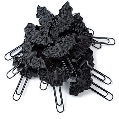 tiecawk 16Pack Halloween Bat Paper Clips Artificial Black Bat Bookmarks Soft PVC Bat Paperclips in Box for Halloween Festival Party Decoration Birthday Gift Home Office Supplies
