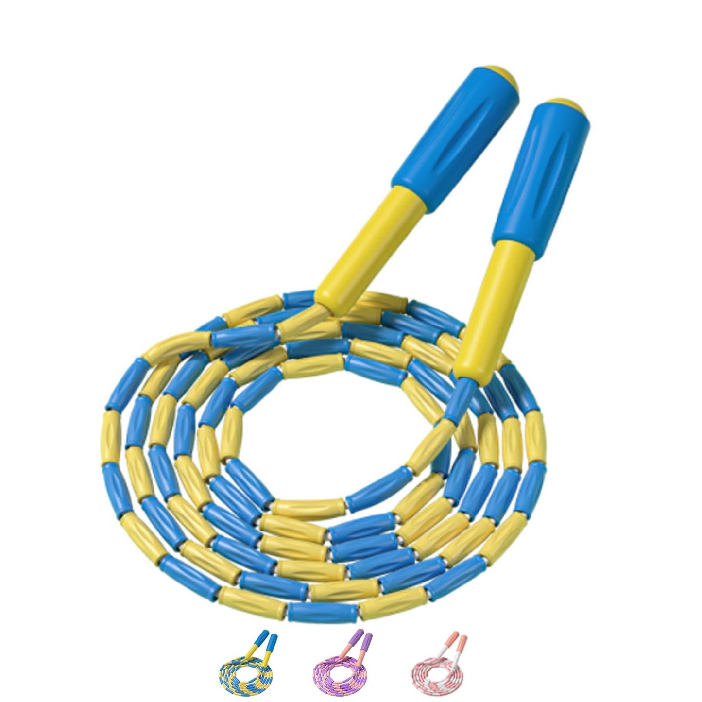 Beaded Jump Rope, ACEONE Segmented Skipping Rope for Kids Adults, Adjustable Tangle-Free Toddler Jumping Rope for Fitness Exercise Training (sky blue)