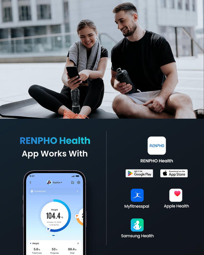 RENPHO Smart Scale for Body Weight, Digital Bathroom Scale BMI Weighing Bluetooth Body Fat Physician Scale, Body Composition Monitor Health Analyzer with Smartphone App, 400 lbs - Elis 1
