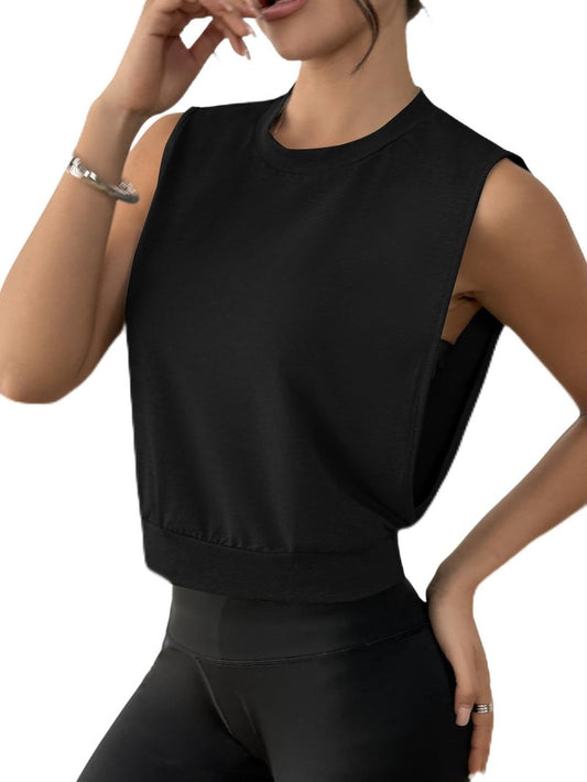 SOFIA'S CHOICE Women Sleeveless Workout Tops Open Side Crop Tank Top Gym Athletic Shirts Black Small