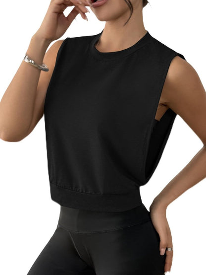 SOFIA'S CHOICE Women Sleeveless Workout Tops Open Side Crop Tank Top Gym Athletic Shirts Black Medium