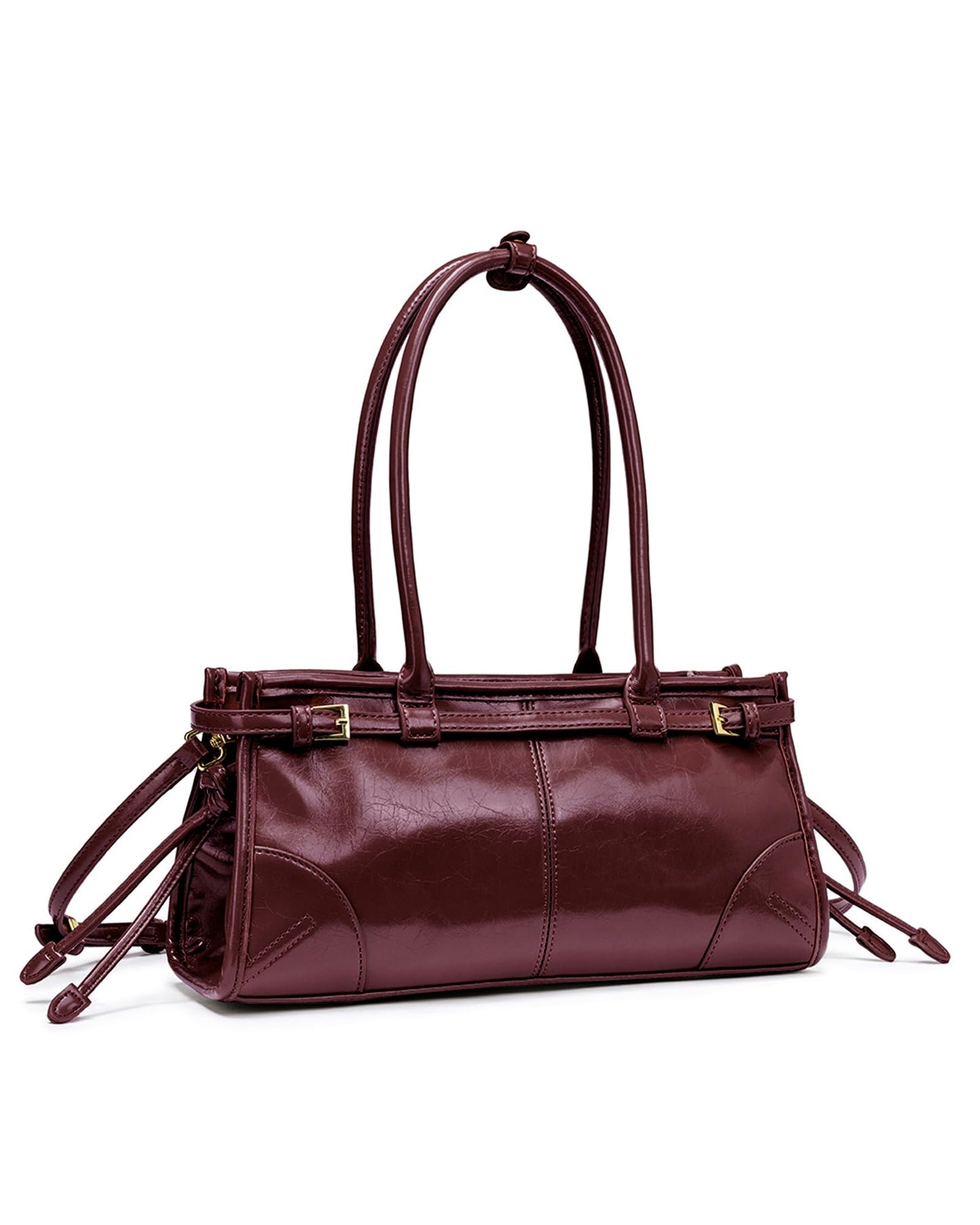 NEWBELLA Women's Soft PU Leather Clutch Purse with Top Handle - Convertible Satchel Tote and Shoulder Bag for Work and Evening Use