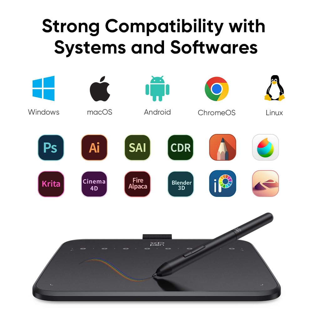 XPPen Deco 640 Drawing Tablet with 16384 Pressure Levels Sensitivity Battery-Free Stylus 6*4 Inch OSU Drawing Pad Graphic Tablet for Digital Drawing Teaching Designing Editing Work for PC Mac Android