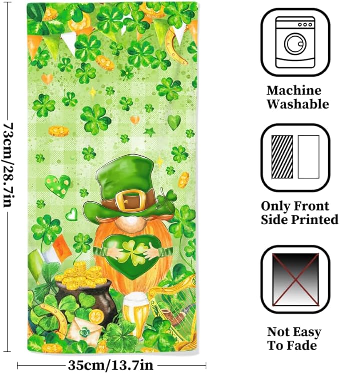 St Patrick's Day Hand Towels, 2 Packs Clover Leaves Spring Bathroom Hand Towels