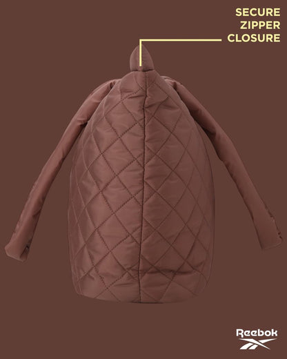 Reebok Womens Tote Bag - Lightweight Carry On Puffer Quilted Tote Bag for Travel Work Travel and Daily Essentials, Size One Size, Barbara Choco Malt
