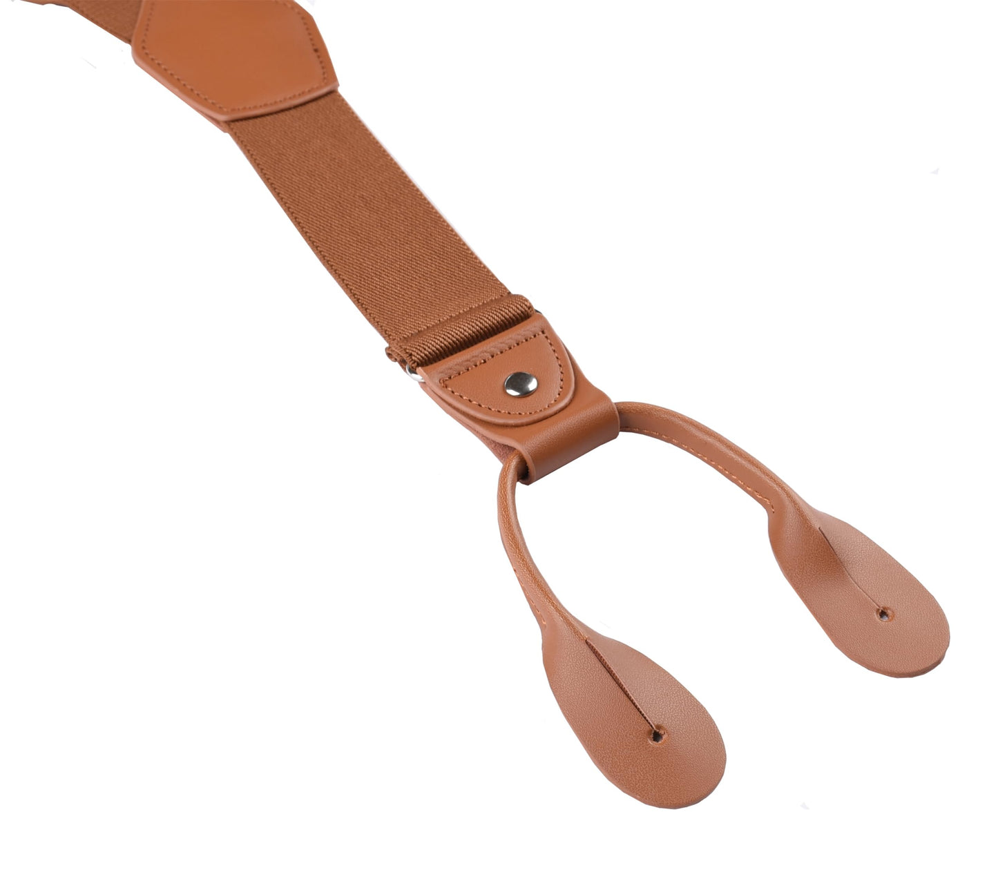Mcvotcot Suspenders for Men Button End Adjustable Y-Back Elastic 47 Inches Brown
