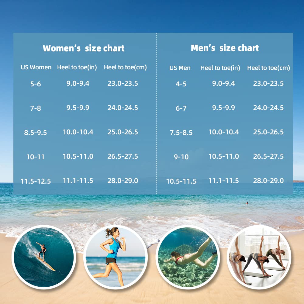 Water Shoes for Women Men Quick-Dry Aqua Socks Swim Beach Barefoot Yoga Exercise Wear Sport Accessories Pool Camping Must Haves Adult Youth Size 8.5-9.5Women/7.5-8.5Men