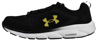 Under Armour Men's Charged Assert 9 Running Shoe, Black/White/Gold,8.5