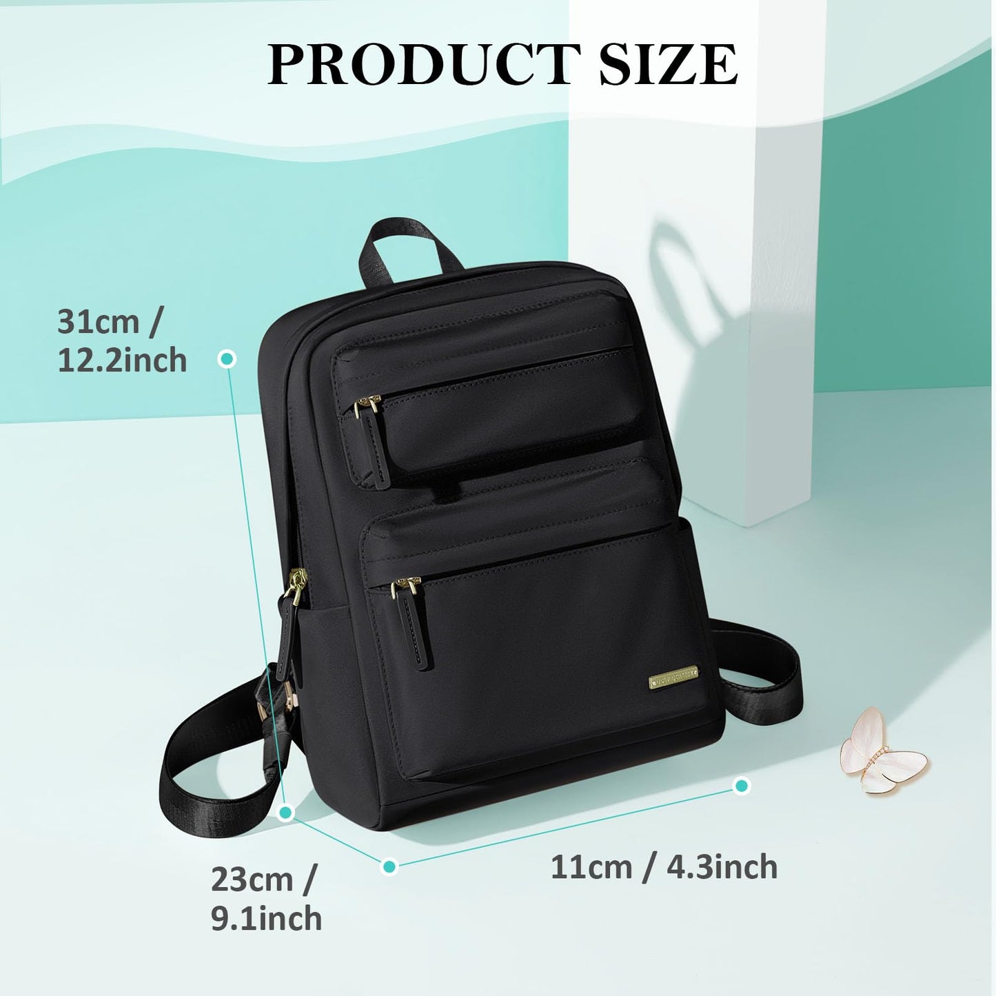 GOLF QUALITY Mini Backpack for Women Lightweight Small Waterproof Backpack Purses Daily Daypack,fit 10.2Inch iPad,Black