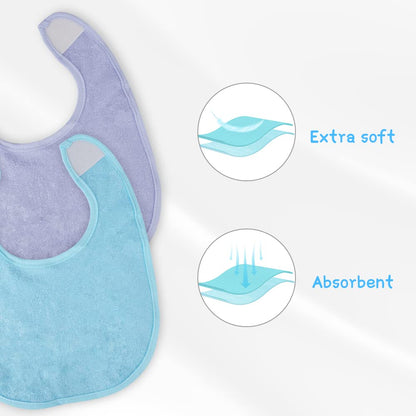 Vicloon Baby Bibs, 8Pcs Terry Bib Set, Baby Bibs for Girls & Boys, Terry Drool Cotton Bibs Waterproof Protection, Adjustable Hook-&-Loop Closure, Baby Bibs for Drooling and Teething(Color)
