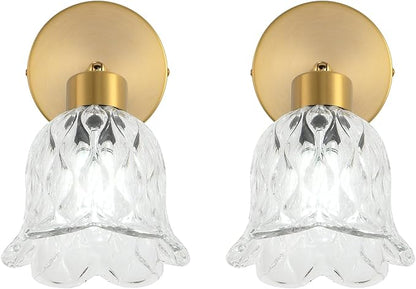 Wall Sconces Vintage Fixture Light, Vanity Lights for Bathroom, Modern Wall Light Fixtures, Metal Sconces Wall Lighting with Glass Shade, Farmhouse Wall Lamp for Bedroom Living Room
