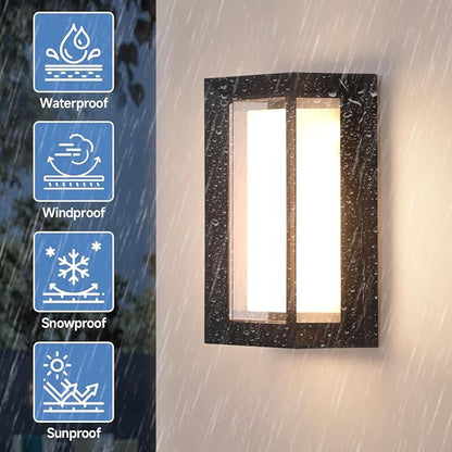 24W Porch Lights Outdoor 2160LM Modern Exterior Light Fixtures 3CCT 3000K/4000K/6500K Black Outdoor Wall Light LED Wall Mount Sconces for Garage Front Door Porch Hallway Doorway 2 Pack