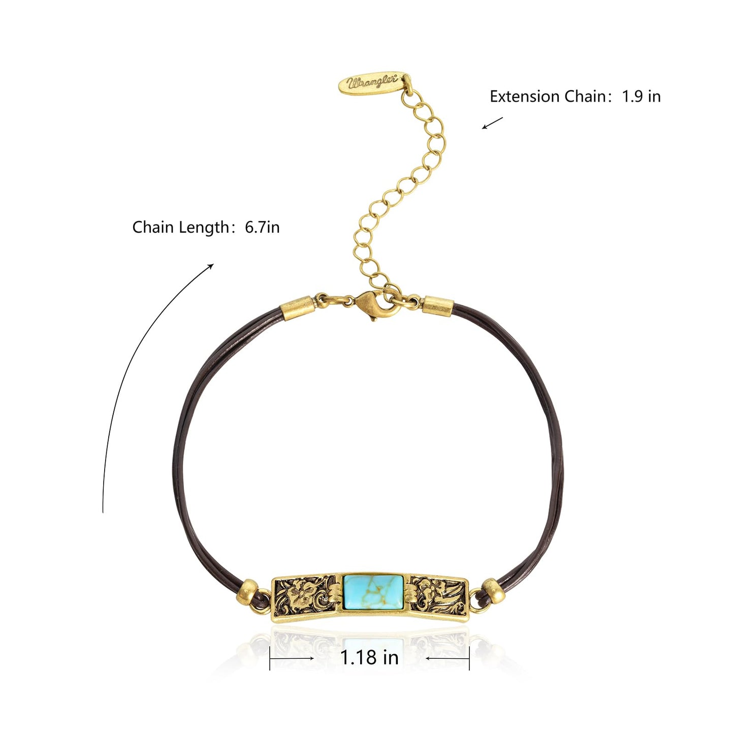 Montana West x Wrangler Faux Leather Wrap Bracelets for Women Western Country Bohemian Cowgirl Turquoise Dainty Jewelry AR-WGW-1119G-TQ